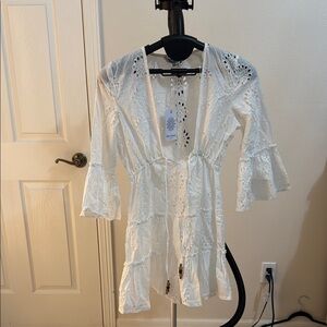 Blue Island White Eyelet Dress